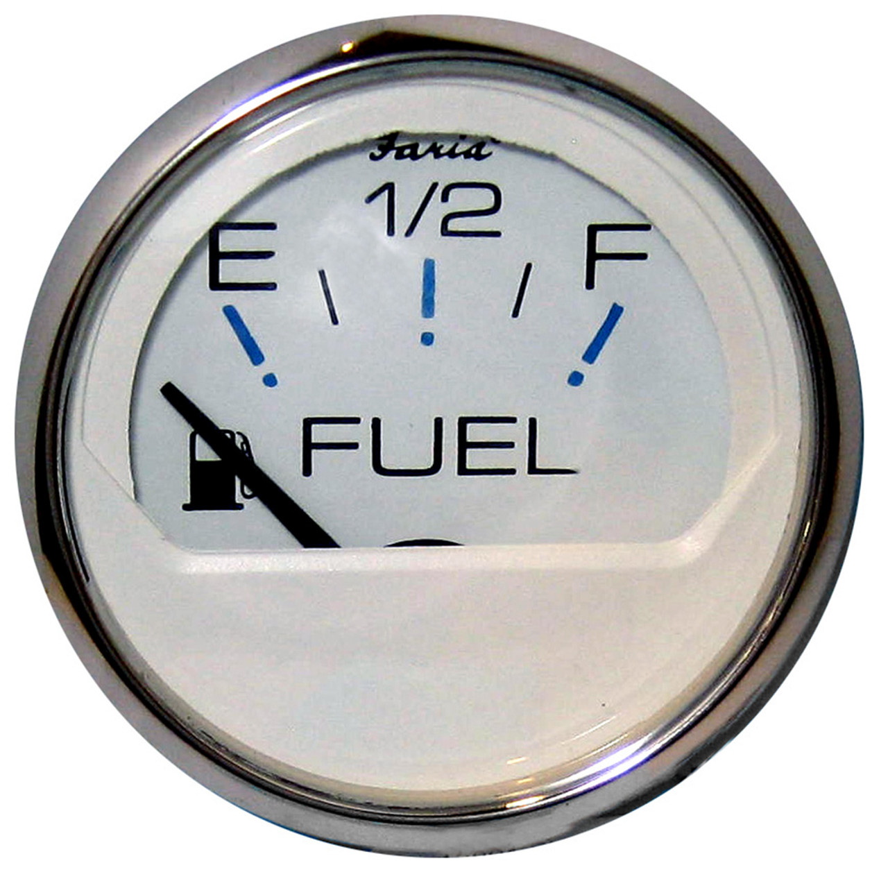 Faria Chesapeake White SS 2" Fuel Level Gauge (E-1\/2-F) [13801]