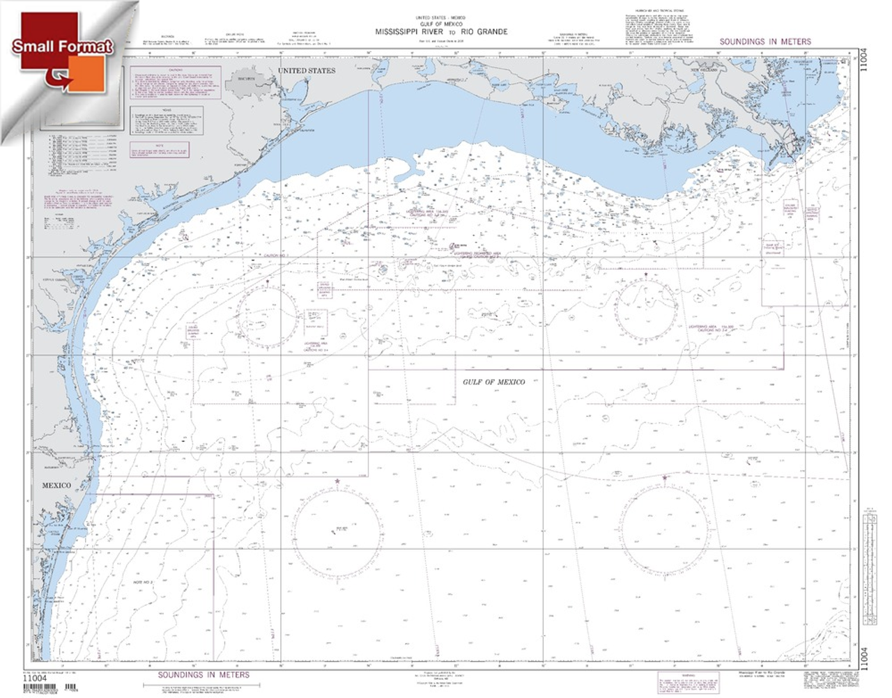 NGA Chart 11004: Mississippi River To Rio Grande, Approx. Size 21" x 27" (SMALL FORMAT WATERPROOF)