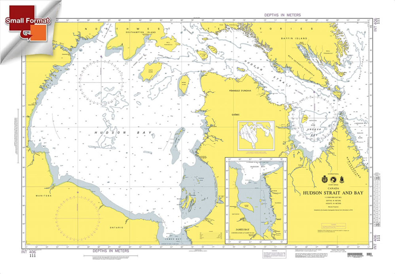 NGA Chart 111: Hudson Strait And Bay, Approx. Size 21" x 31" (SMALL FORMAT WATERPROOF)