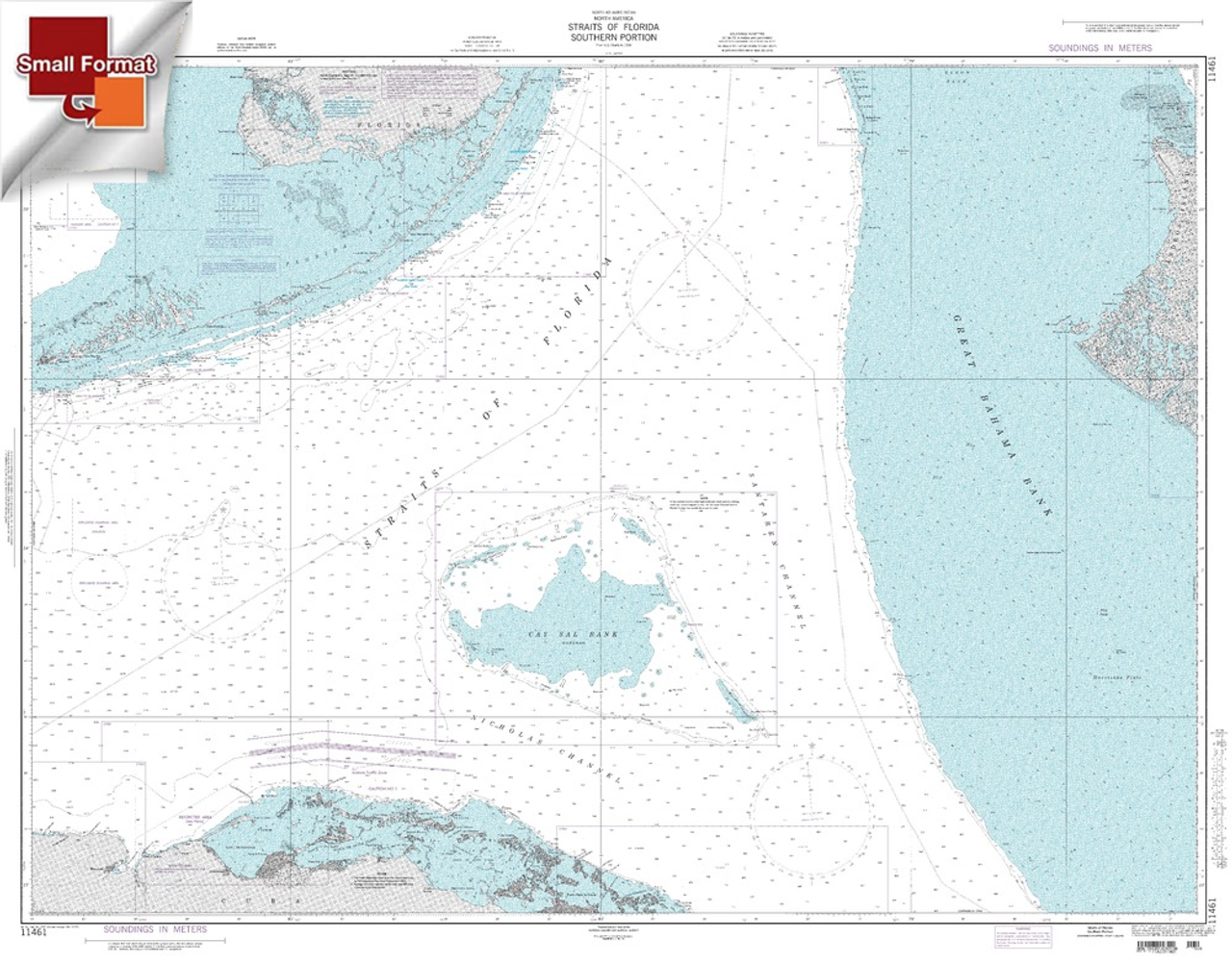 NGA Chart 11461: Straits Of Florida, Approx. Size 21" x 28" (SMALL FORMAT WATERPROOF)