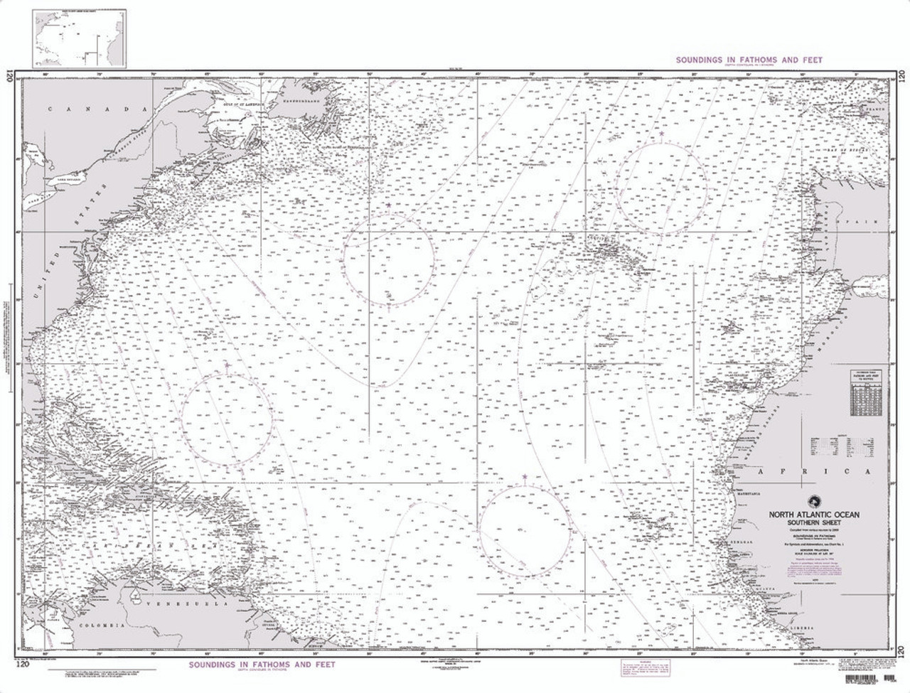 NGA Chart 120: North Atlantic Ocean Southern Sheet