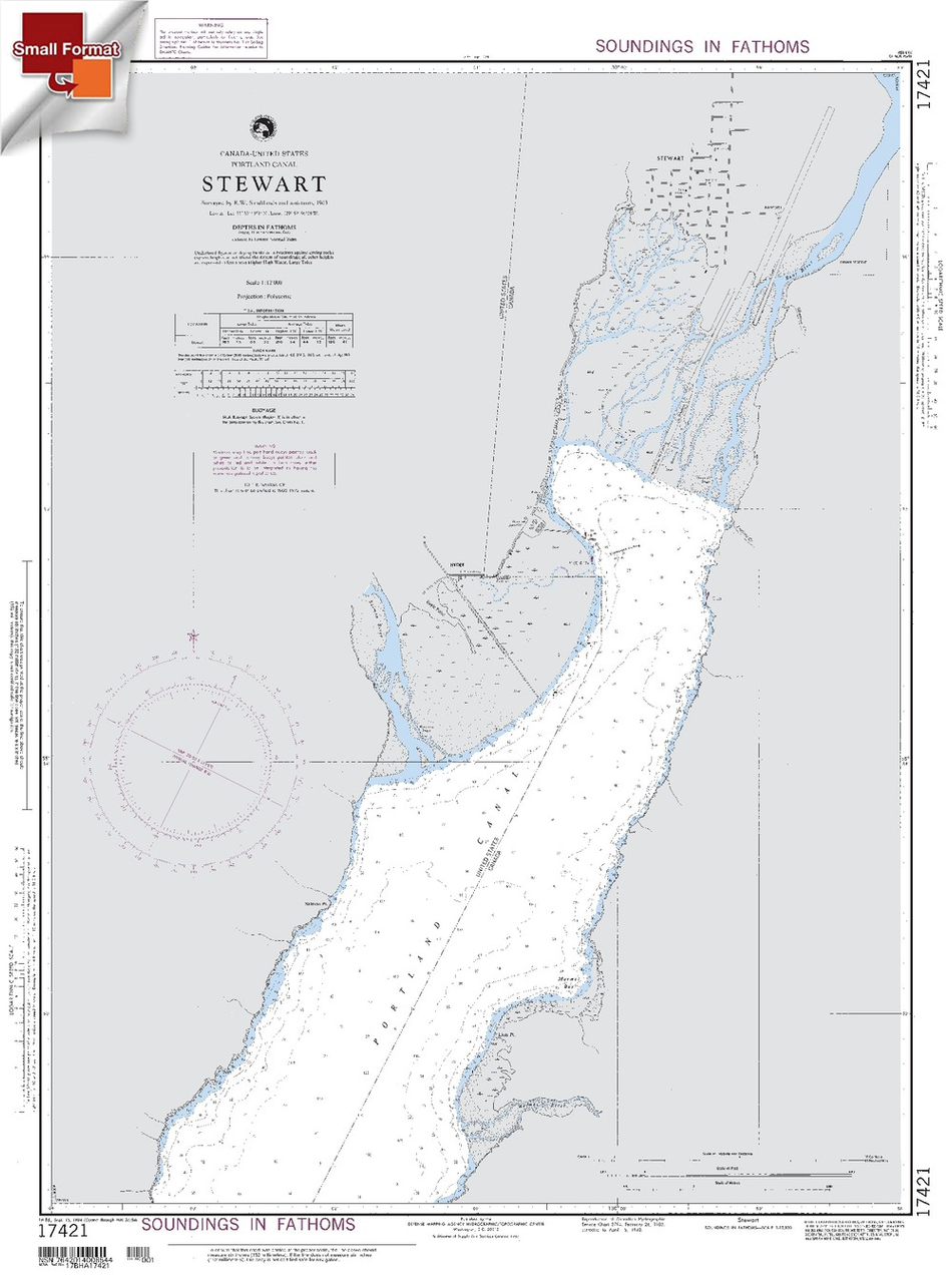 NGA Chart 17421: Stewart Portland Canal, Approx. Size 21" x 27" (SMALL FORMAT WATERPROOF)