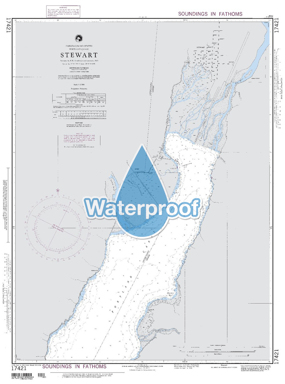 Waterproof NGA Chart 17421: Stewart Portland Canal