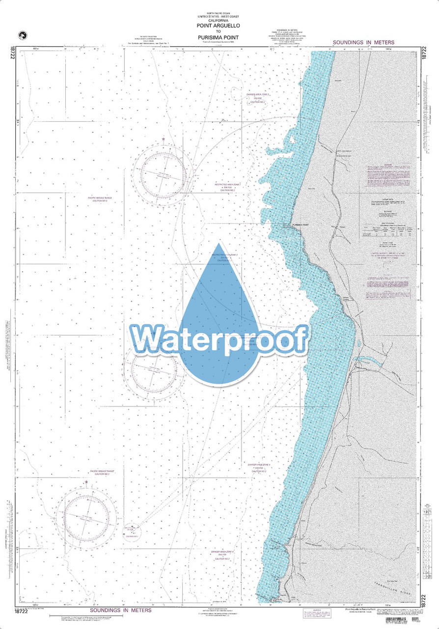 Waterproof NGA Chart 18722: Point Arguello to Purisima Point
