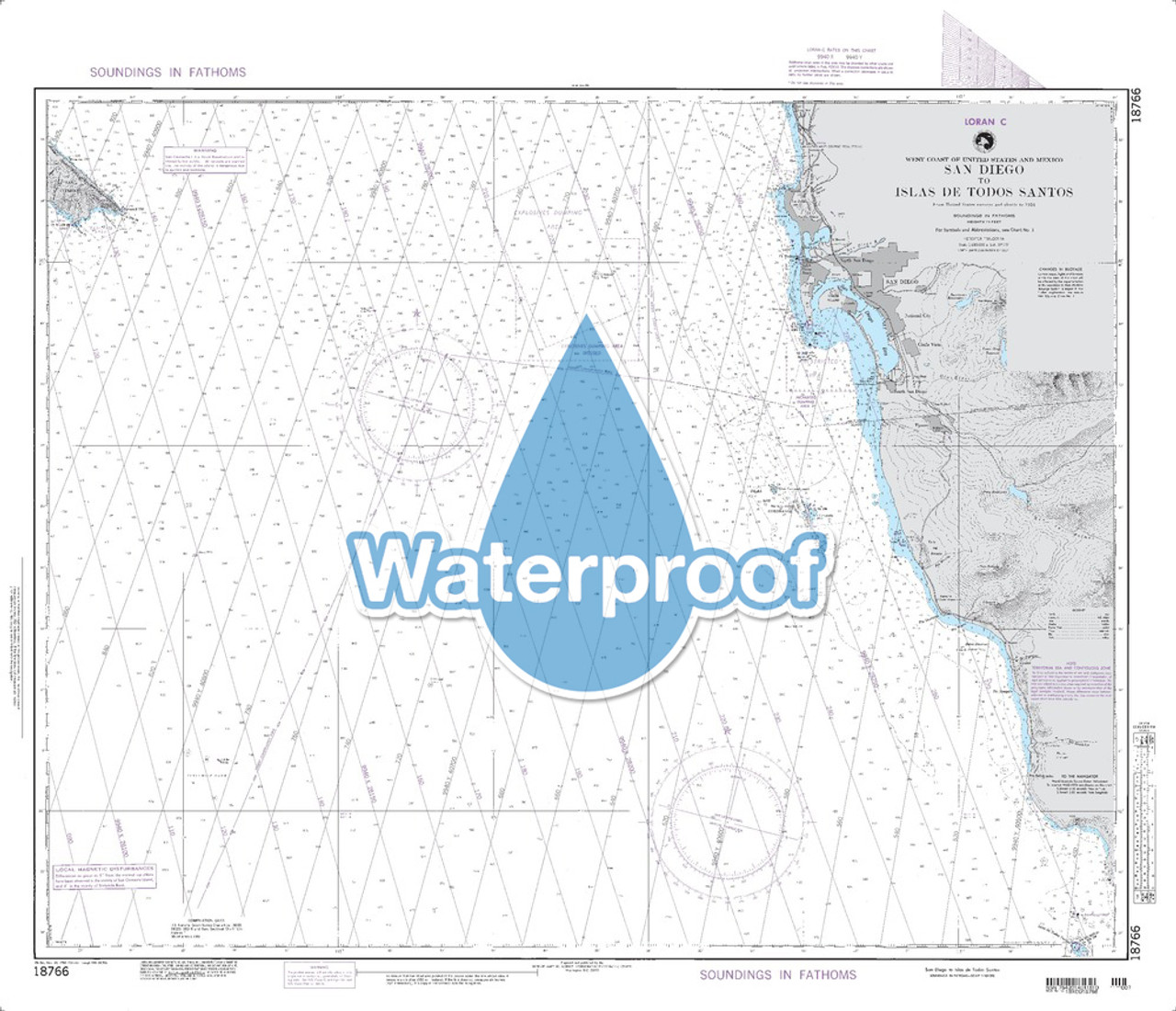 Waterproof NGA Chart 18766: San Diego to Islas de todos Santos