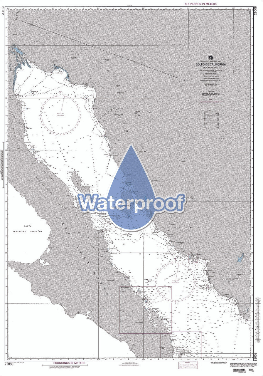 Waterproof NGA Chart 21008: Golfo de California Northern Part