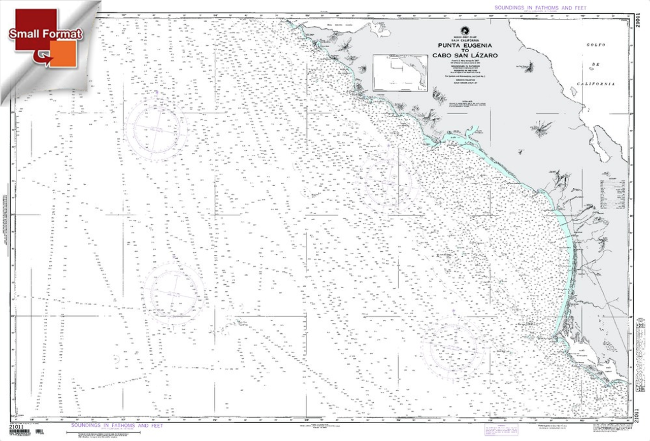 NGA Chart 21011: Punta Eugenia To Cabo San Lazaro [Mexico, Approx. Size 21" x 31" (SMALL FORMAT WATERPROOF)