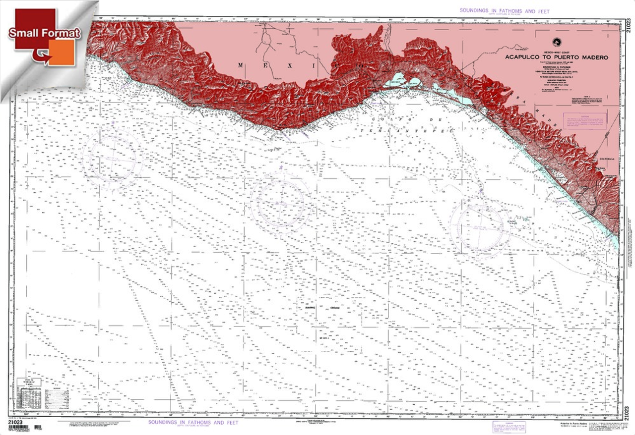 NGA Chart 21023: Acapulco To Puerto Madero [Mexico-West C, Approx. Size 21" x 30" (SMALL FORMAT WATERPROOF)