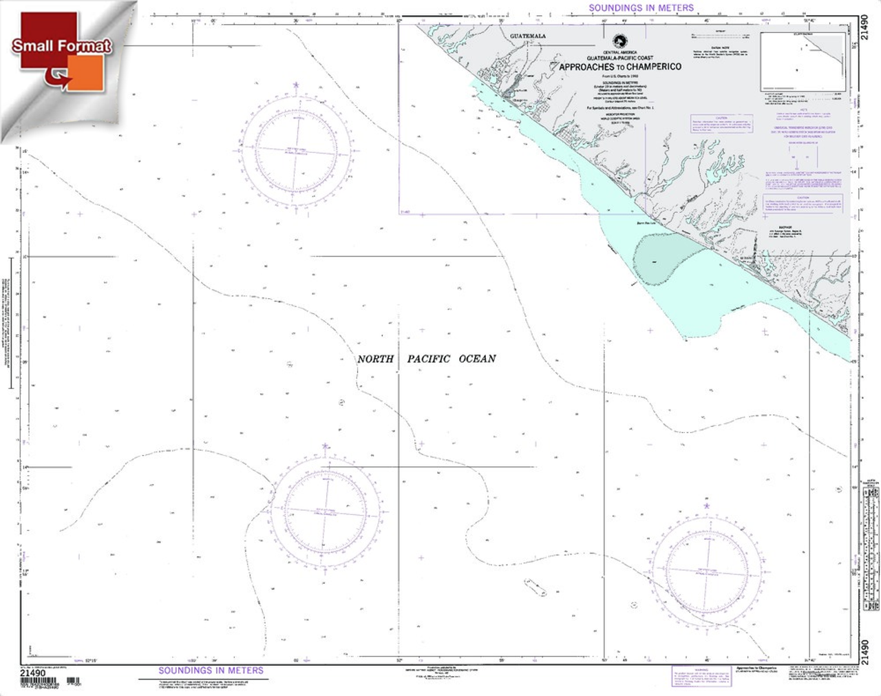 NGA Chart 21490: Approaches To Champerico, Approx. Size 21" x 27" (SMALL FORMAT WATERPROOF)