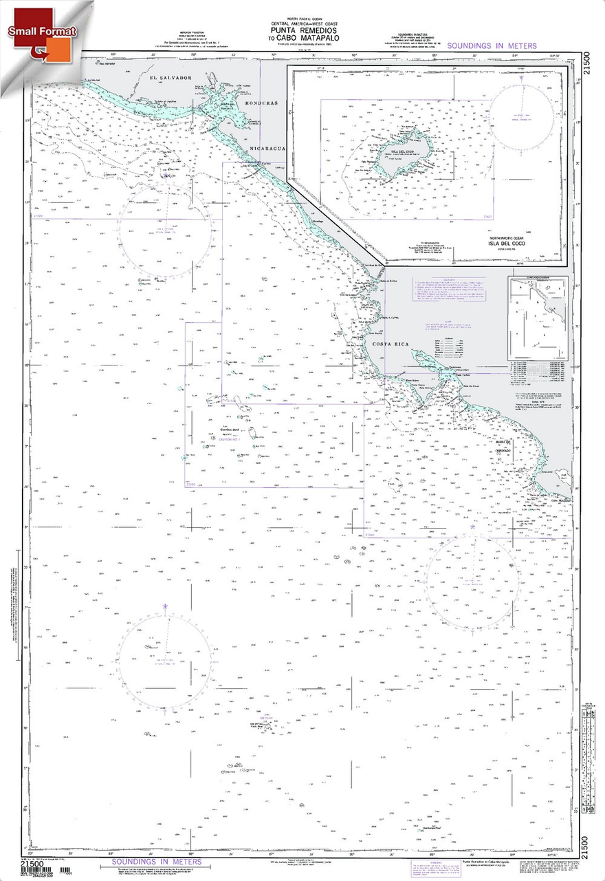 NGA Chart 21500: Pta Remedios To Cabo Matapalo, Approx. Size 21" x 31" (SMALL FORMAT WATERPROOF)