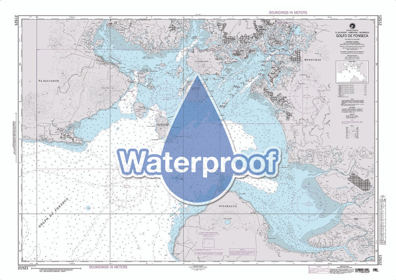Waterproof NGA Chart 21521: Golfo de Fonseca