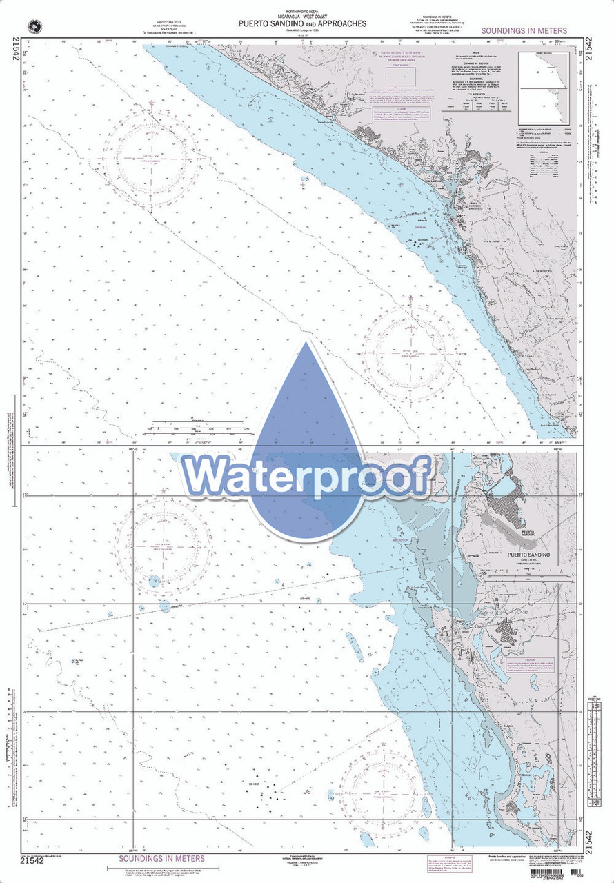 Waterproof NGA Chart 21542: Puerto Sandino and Approaches