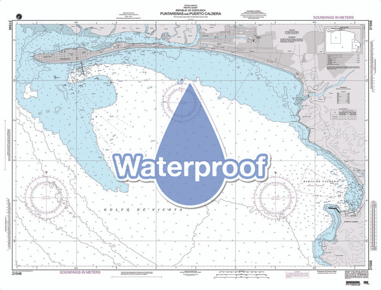 Waterproof NGA Chart 21546: Puntarenas and Puerto Caldera