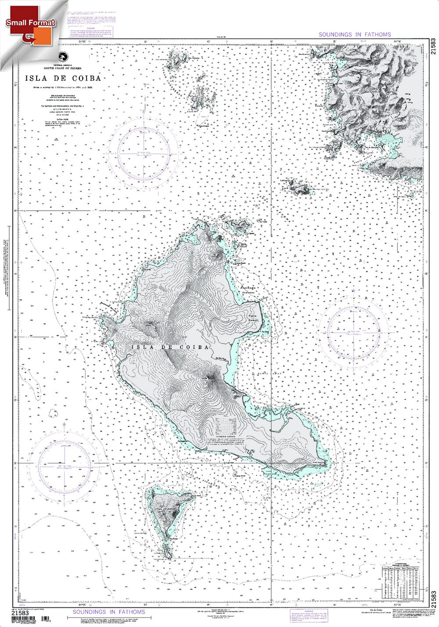 NGA Chart 21583: Isla De Coiba, Approx. Size 21" x 30" (SMALL FORMAT WATERPROOF)