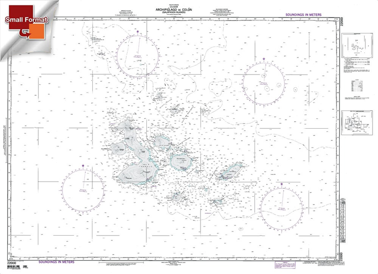 NGA Chart 22000: Archipielago De Colon Galapagos Is, Approx. Size 21" x 28" (SMALL FORMAT WATERPROOF)