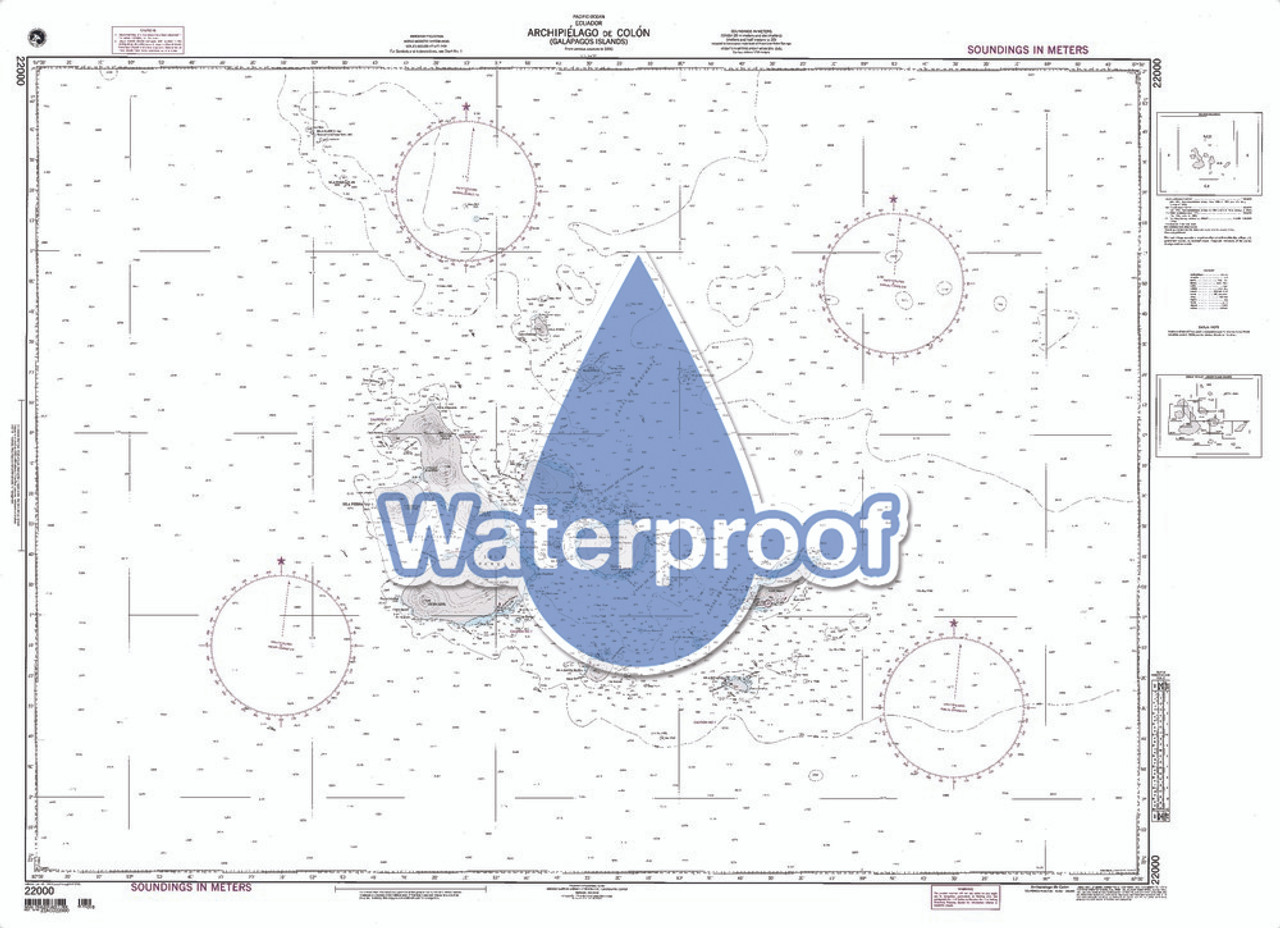 Waterproof NGA Chart 22000: Archipielago de Colon Galapagos Isl.
