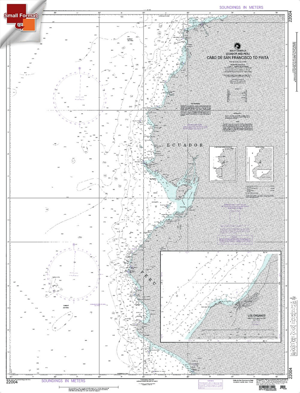 NGA Chart 22004: Cabo De San Francisco To Paita, Approx. Size 21" x 30" (SMALL FORMAT WATERPROOF)