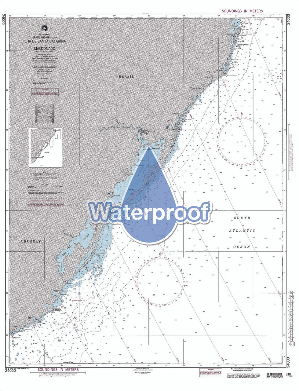 Waterproof NGA Chart 24000: Ilha de Santa Catarina to Maldonado
