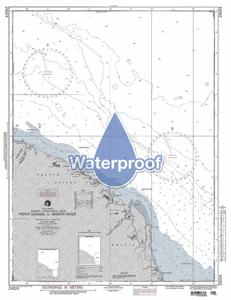 Waterproof NGA Chart 24024: Ponta Goiabal to Maroni River