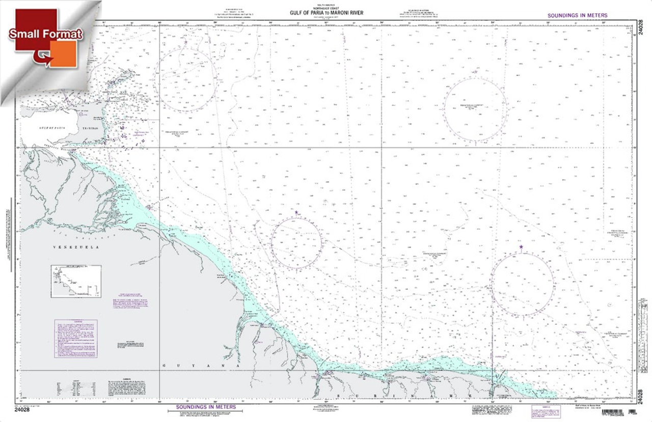 NGA Chart 24028: Gulf OfÃ¡PariaÃ¡To Maroni River, Approx. Size 21" x 31" (SMALL FORMAT WATERPROOF)