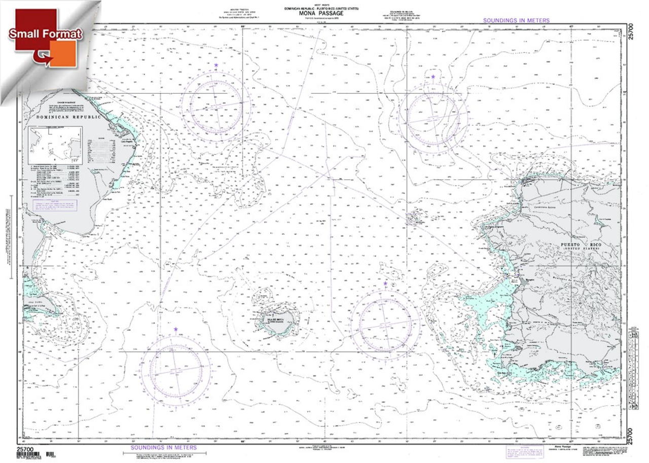 NGA Chart 25700: Mona Passage, Approx. Size 21" x 30" (SMALL FORMAT WATERPROOF)