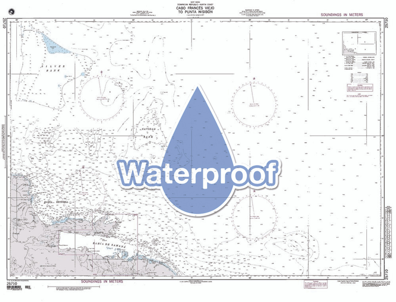 Waterproof NGA Chart 25710: Cabo Frances to Punta Nisibon