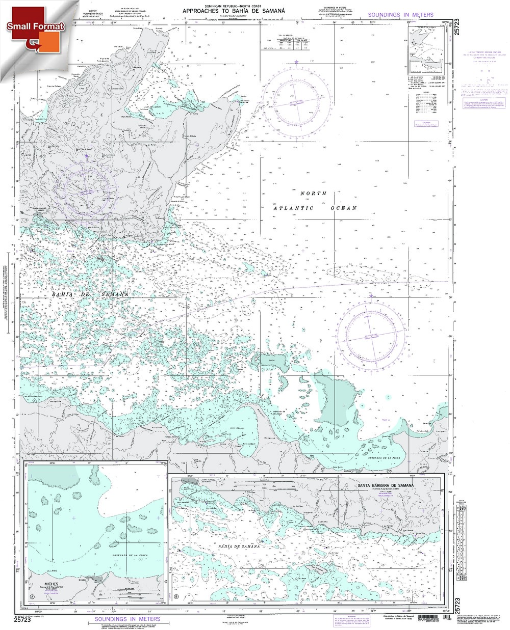 NGA Chart 25723: Approaches To Bahia De Samana, Approx. Size 21" x 26" (SMALL FORMAT WATERPROOF)