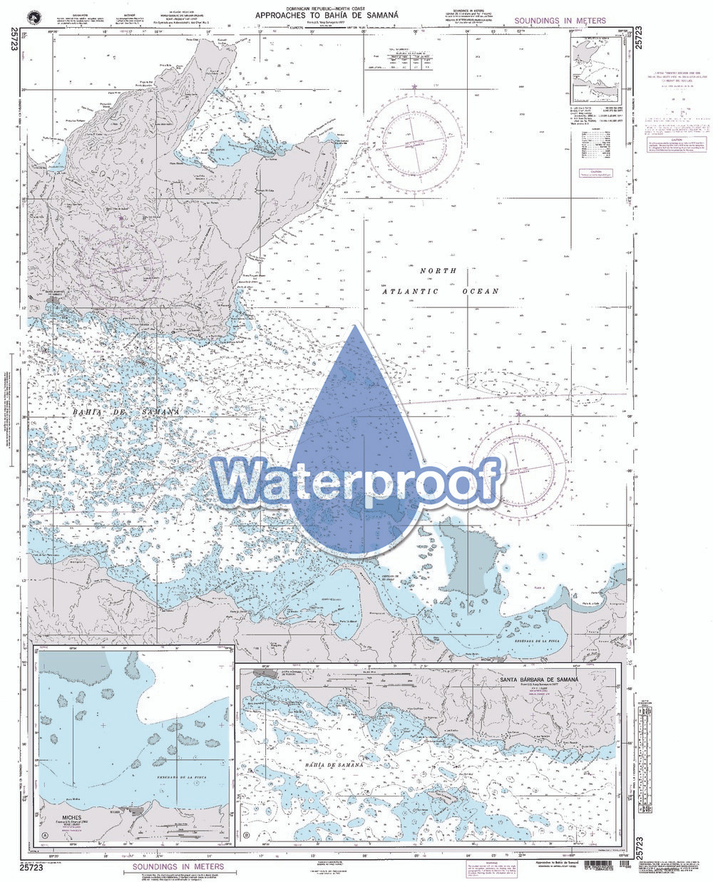 Waterproof NGA Chart 25723: Approaches to Bahia de Samana