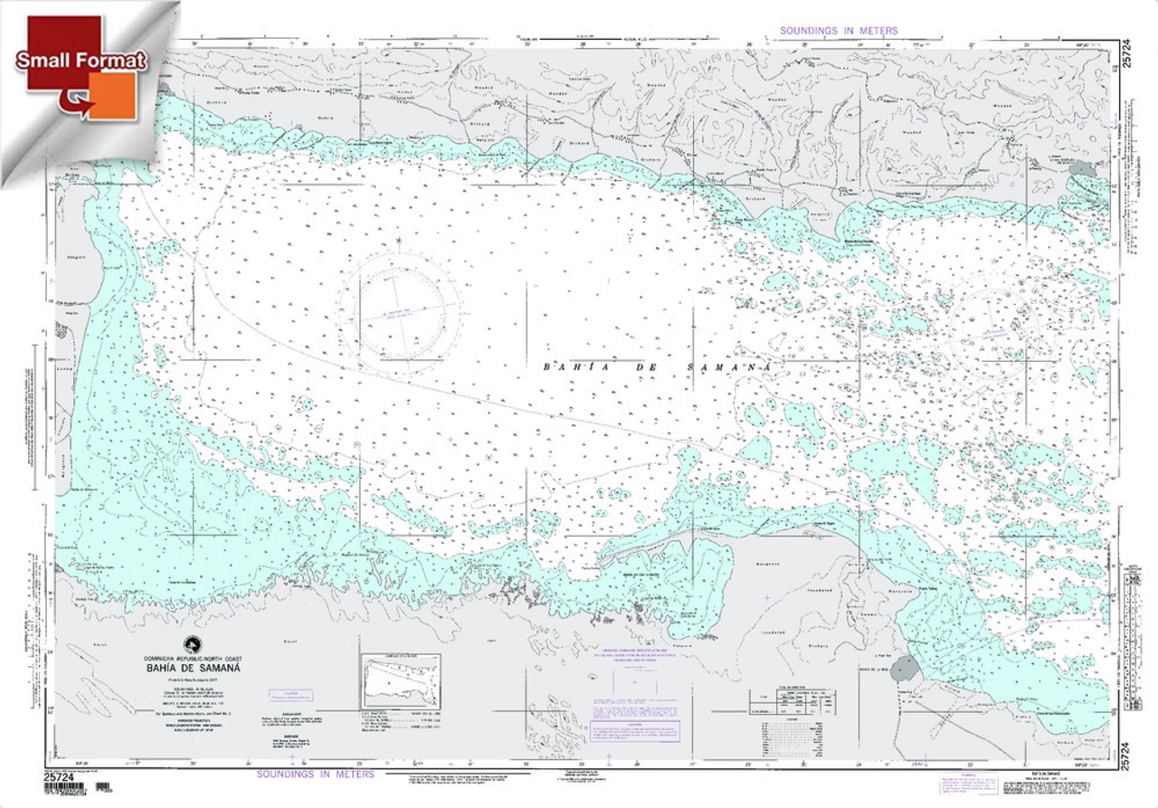 NGA Chart 25724: Bahia De Samana, Approx. Size 21" x 29" (SMALL FORMAT WATERPROOF)