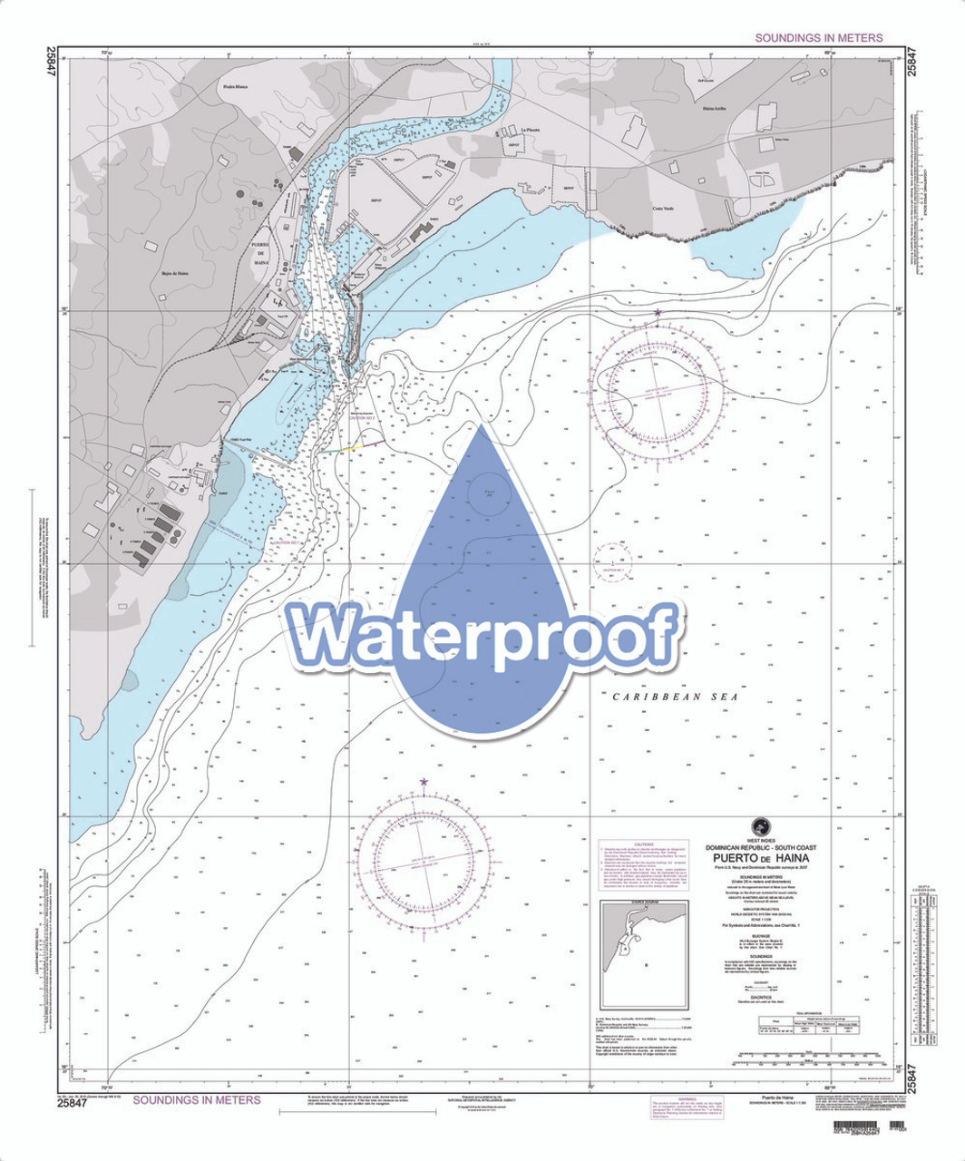 Waterproof NGA Chart 25847: Puerto de Haina