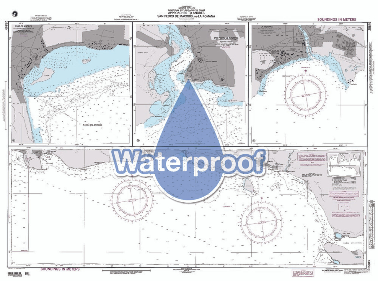 Waterproof NGA Chart 25849: App. to andres San Pedro de Macoris and La Romana