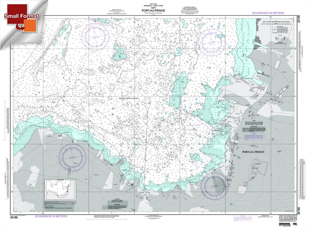 NGA Chart 26186: Port-Au-Prince, Approx. Size 21" x 30" (SMALL FORMAT WATERPROOF)