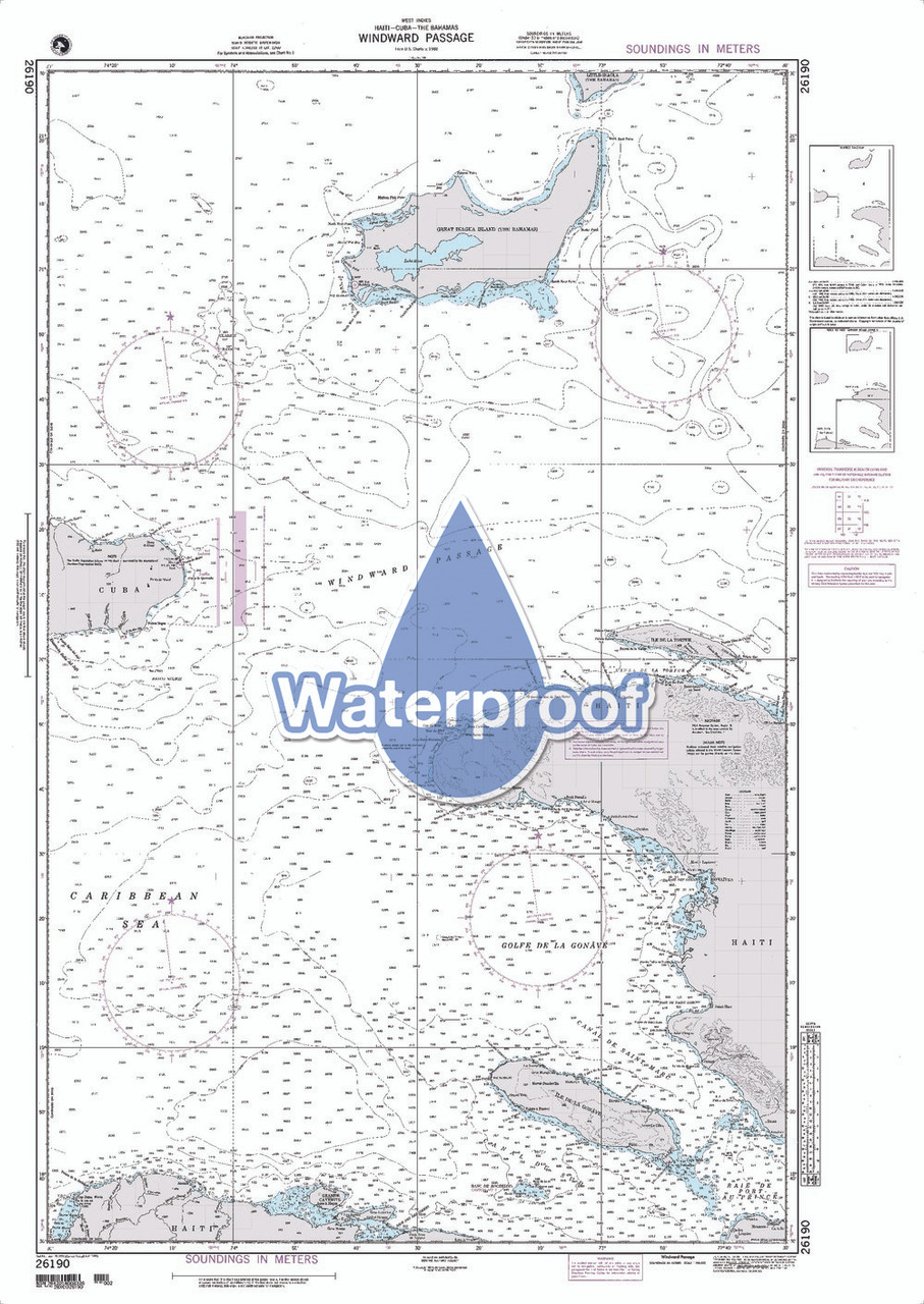 Waterproof NGA Chart 26190: Windward Passage Waterproof NGA Chart 26190: Windward Passage
