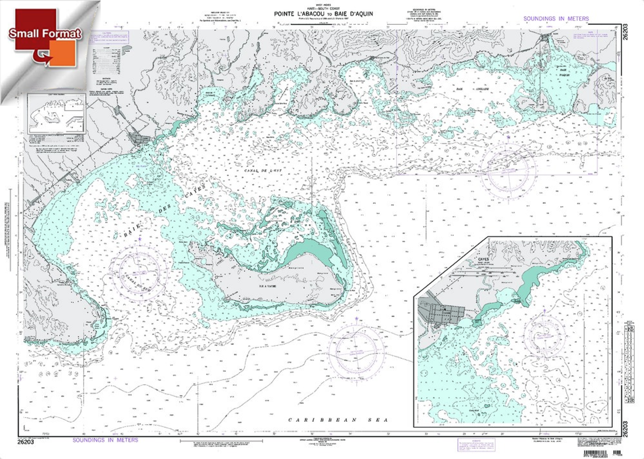 NGA Chart 26203: Point L'Abacou To Baie D'Aquin, Approx. Size 21" x 29" (SMALL FORMAT WATERPROOF)