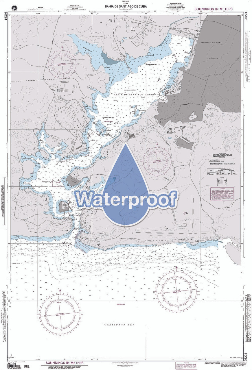 Waterproof NGA Chart 26224: Bahia de Santiago de Cuba