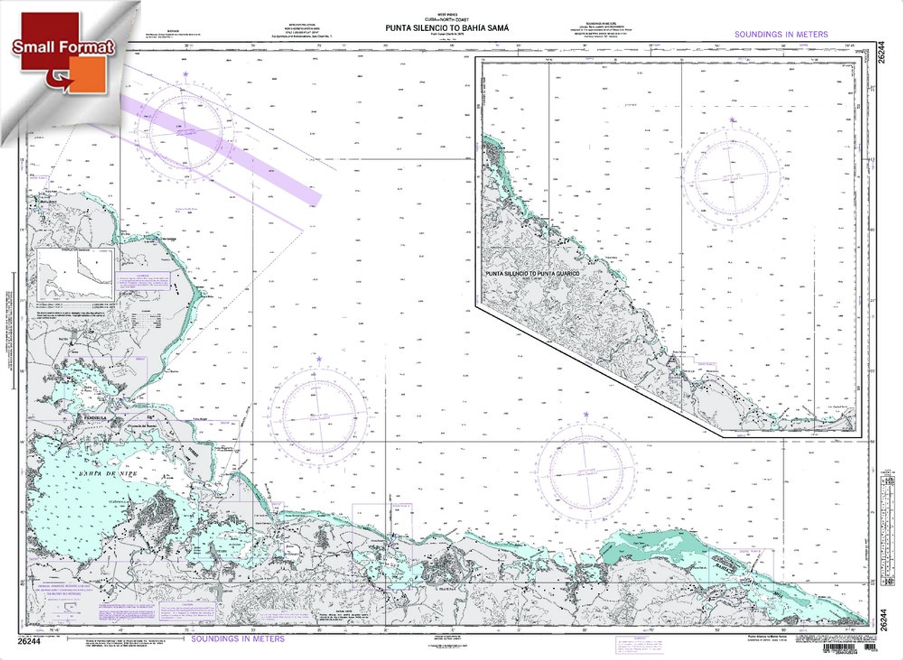 NGA Chart 26244: Punta Silencio To Bahia Sama, Approx. Size 21" x 29" (SMALL FORMAT WATERPROOF)