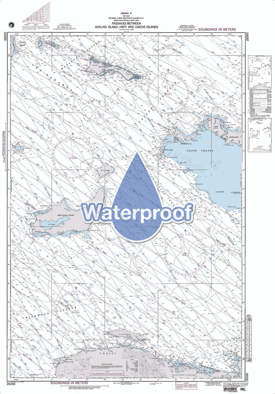 Waterproof NGA Chart 26260: Passages Between Acklins Islands Haiti
