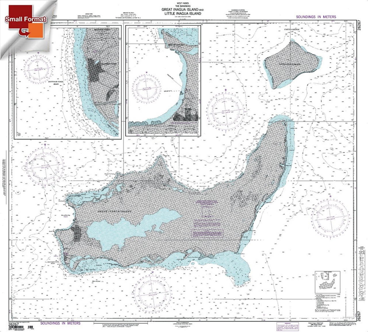 NGA Chart 26267: GreatÃ¡InaguaÃ¡Island And LittleÃ¡InaguaÃ¡Island, Approx. Size 21" x 24" (SMALL FORMAT WATERPROOF)