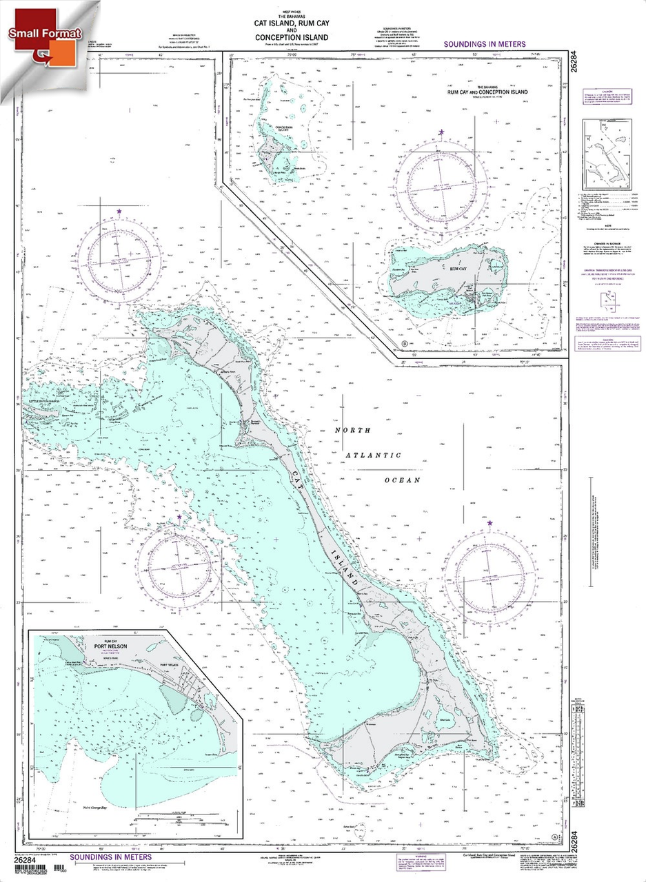 NGA Chart 26284: Cat Island, Approx. Size 21" x 29" (SMALL FORMAT WATERPROOF)