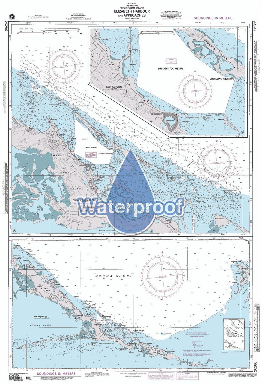 Waterproof NGA Chart 26286: Exuma Sound Including Elizabeth Harbour