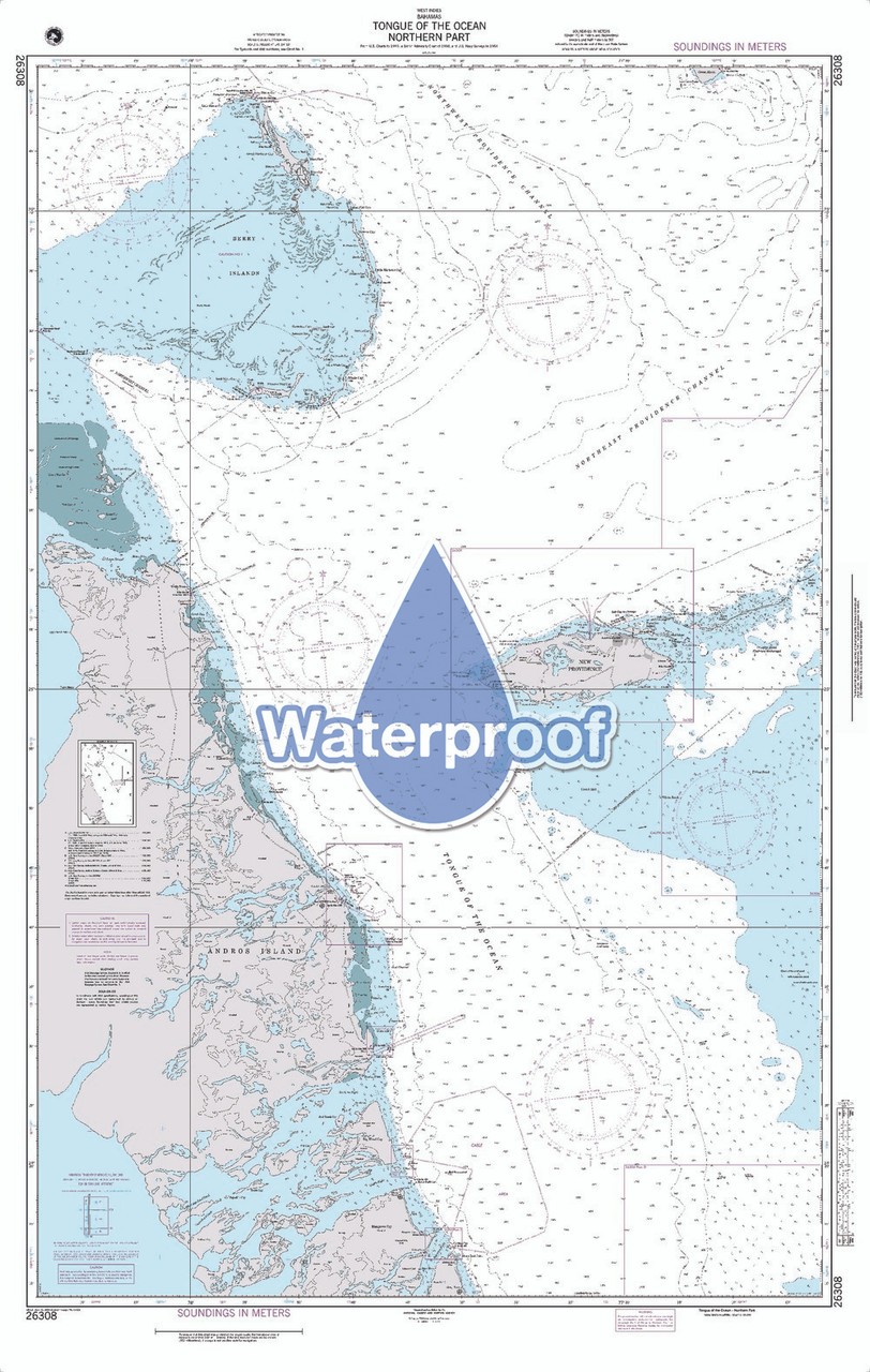 Waterproof NGA Chart 26308: Tongue of the Ocean - Northern Part