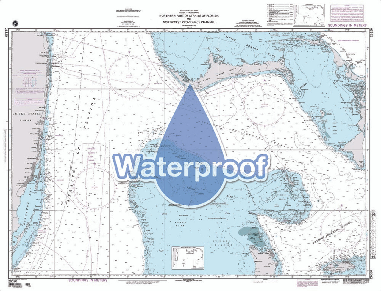 Waterproof NGA Chart 26320: N. Prt Strait of Fla. and Nw Providence