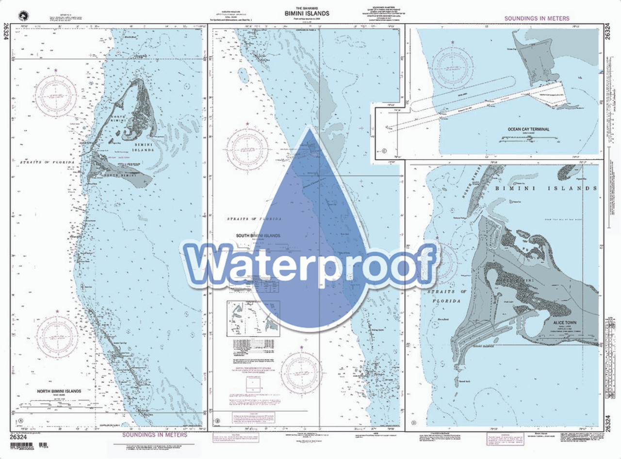 Waterproof NGA Chart 26324: Bimini Islands; Panel A North Bimini Islands