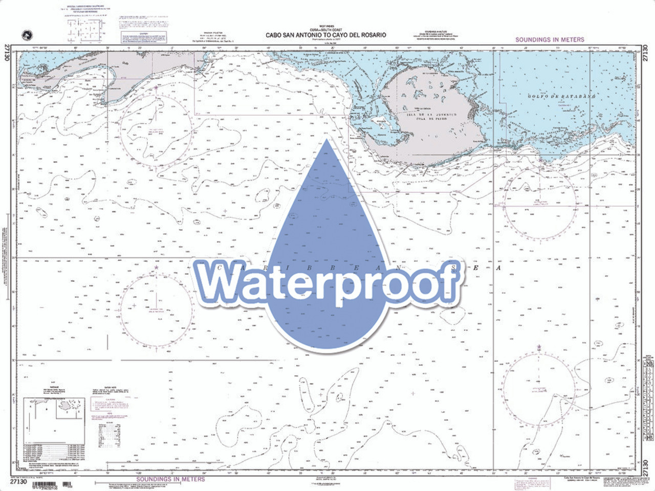 Waterproof NGA Chart 27130: Cabo San Antonio to Cayo del Rosario