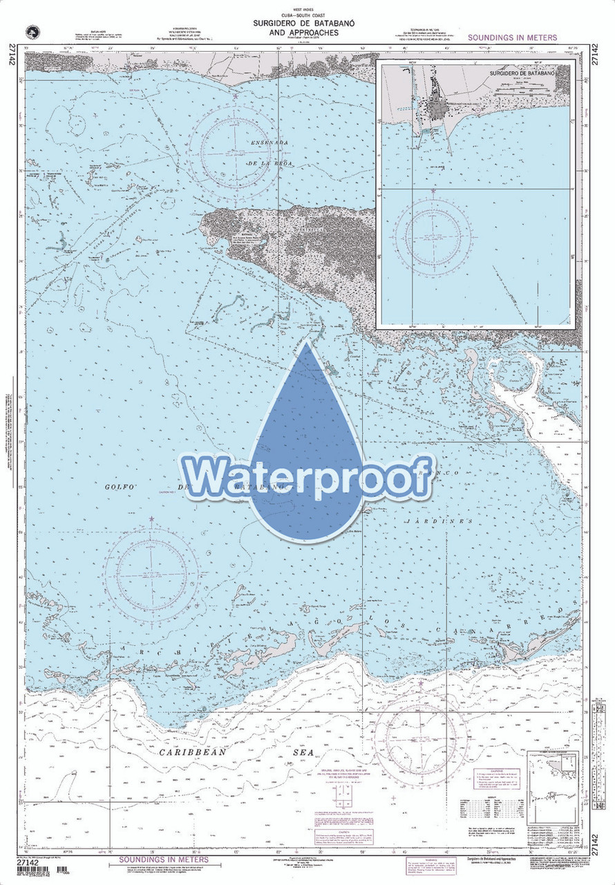 Waterproof NGA Chart 27142: Surgidero de Batabano and Approaches
