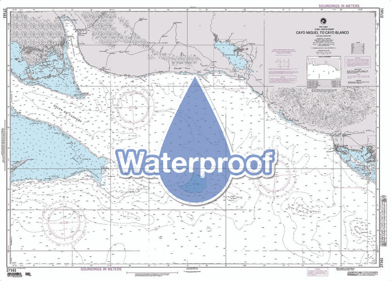 Waterproof NGA Chart 27161: Cayo Miguel to Cayo Blanco