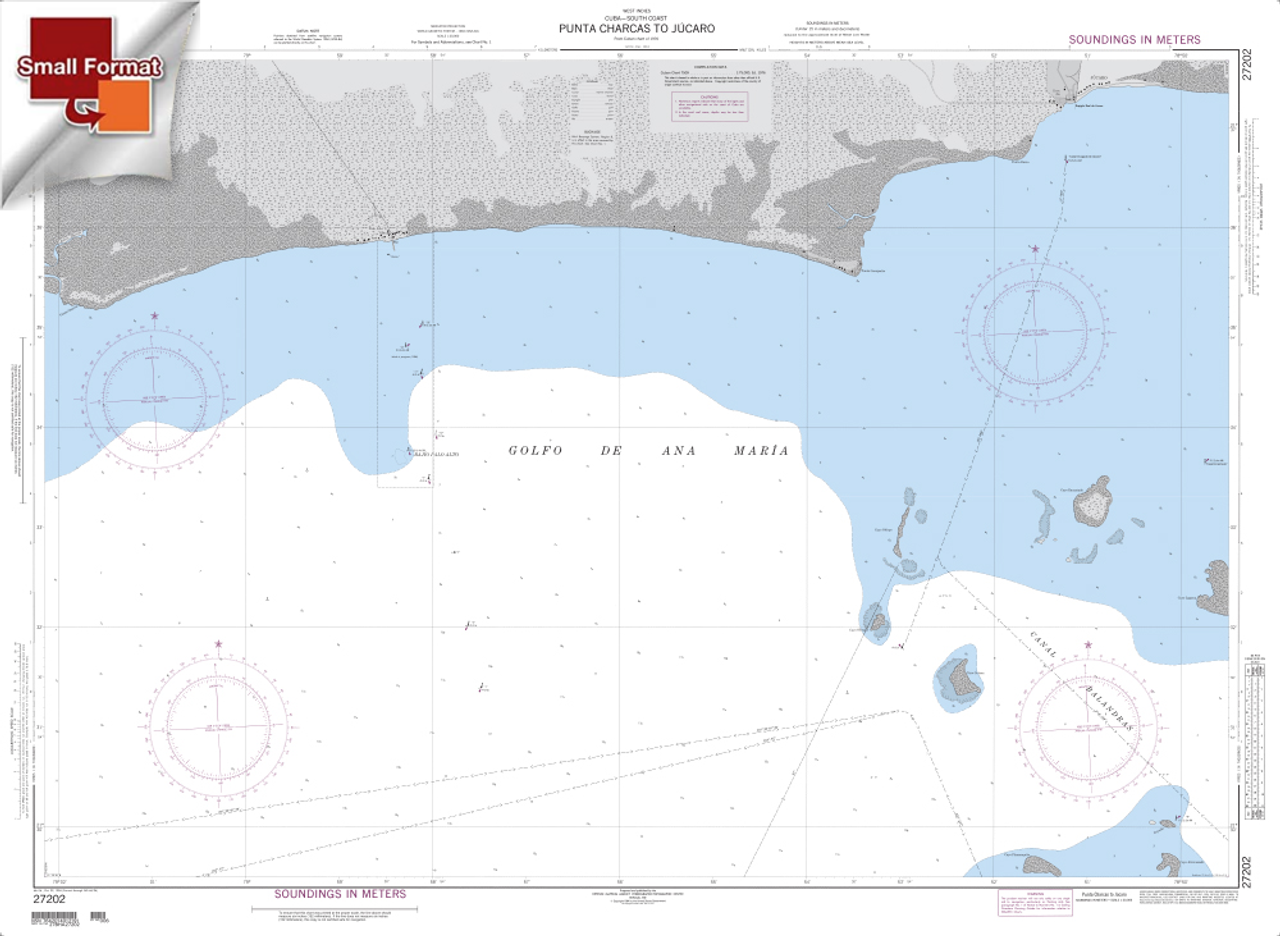 NGA Chart 27202: Punta Charcas To Jucaro, Approx. Size 21" x 28" (SMALL FORMAT WATERPROOF)