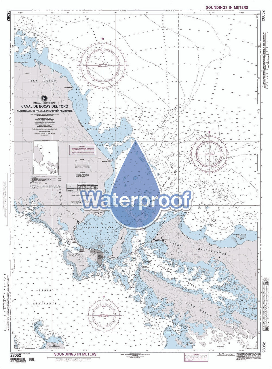 Waterproof NGA Chart 28052: Canal de Bocas del toro - Panama