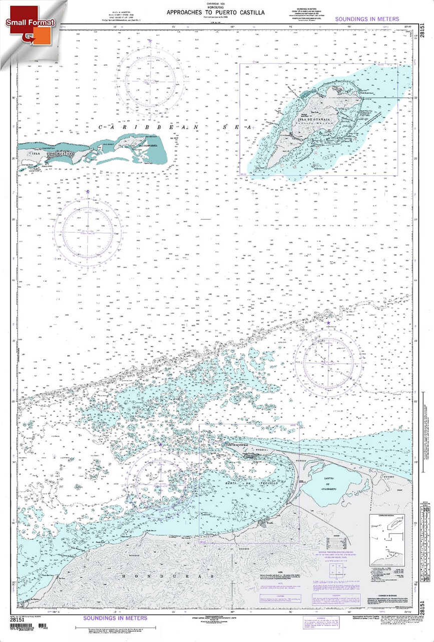 NGA Chart 28151: Approaches To Puerto Castilla, Approx. Size 21" x 30" (SMALL FORMAT WATERPROOF)