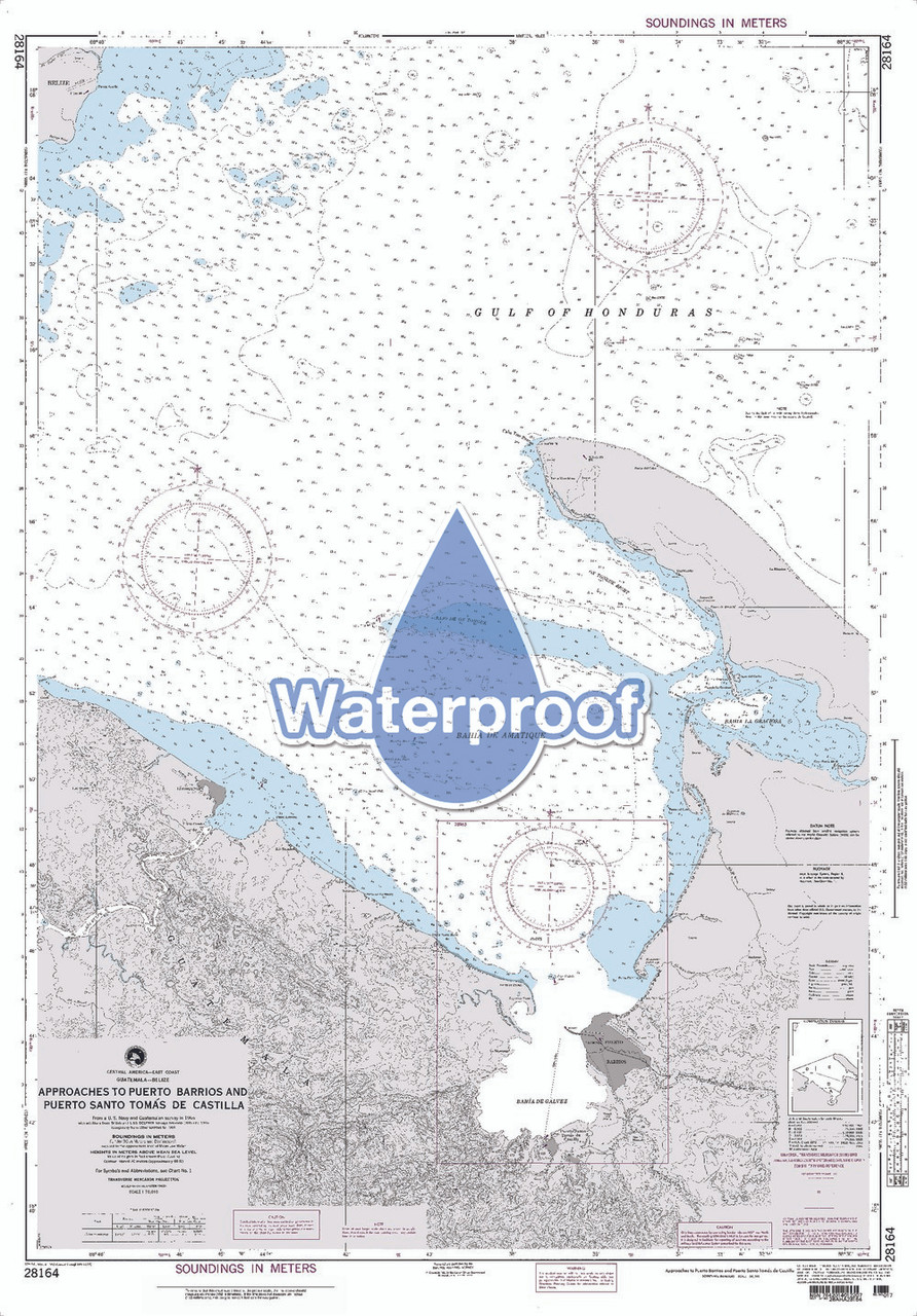 Waterproof NGA Chart 28164: Approaches to Puerto Barrios and Santo Tomas de Castilla